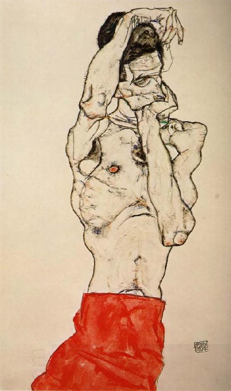 Egon Schiele Male nude with a Red Loincloth China oil painting art